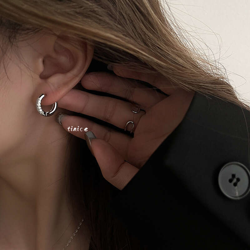 Earrings Designer Hoop Luxury jewelry for Women Double rings earring Zircon inlay copper plated with silver Simple Fashion Festival vacation Ear Jewel