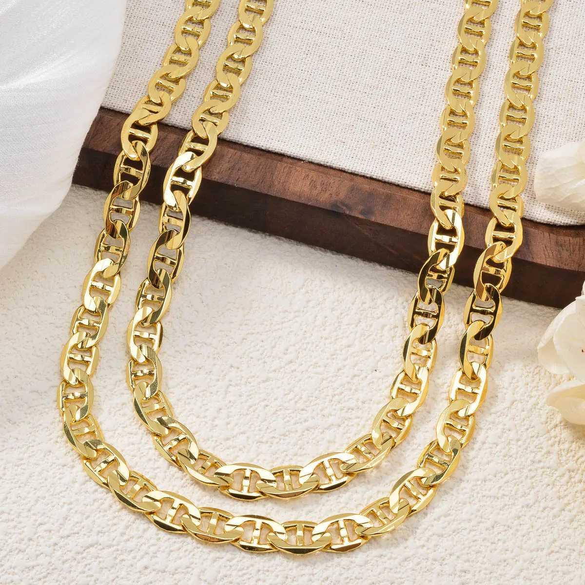 Punk Thick Chain Necklace Gifts Trendy Luxury Italy 750 18k Gold Plated Copper Link Women Dubai Jewelry Man Neck Party Gift Z251011