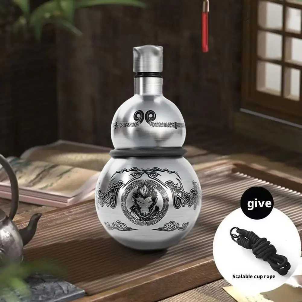 Portable Wukong Theme Gourd Style Water Bottle 304 Stainless Steel Thermal Insulation Cup Black Game Cosplay Lanyard Outdoor C251011 W260226