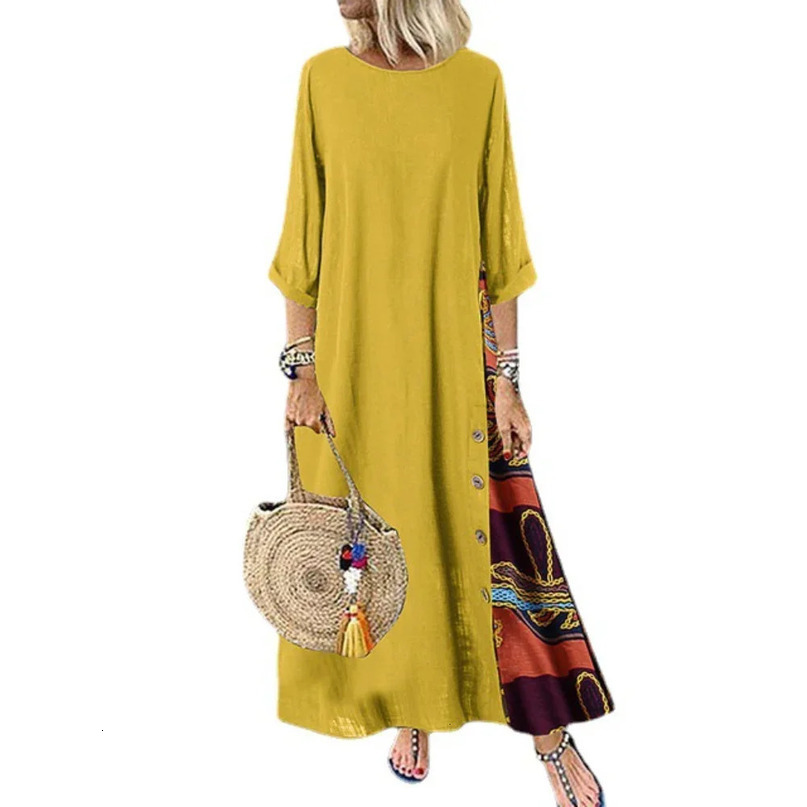Summer Dresses Vintage Dress for Women Long Loose Fashion Casual Elegant Clothing Clothes Streetwear 240329