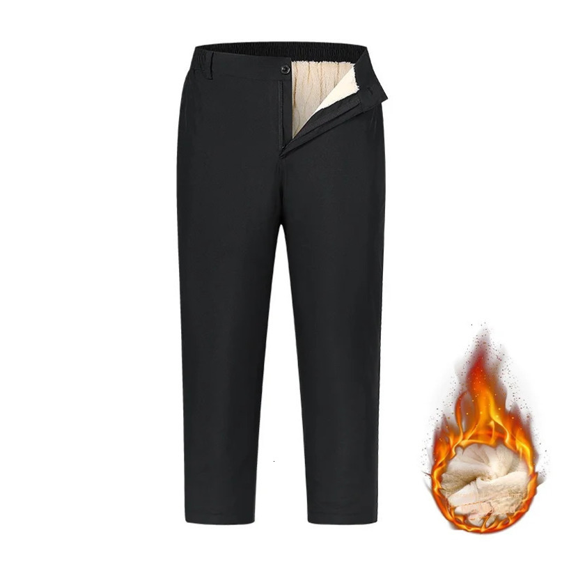 Winter cashmere pants for mens business and leisure thick waterproof windproof graphene material knee warm woolen 241115