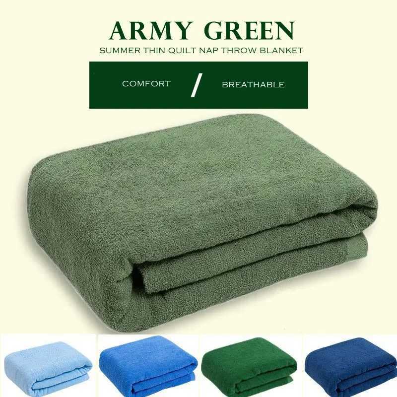 WASART Summer army green towel cotton quilt nap blanket soft bedspread air conditioning cool thin comforter luxury bedding 150 C251011