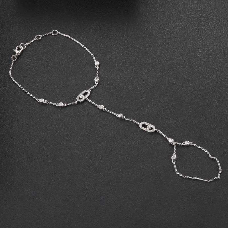 ChicyouStar Fireworks Fashion Luxury AAA Cubic Zirconia Women Baguette Copper Hand back Chain Adjustable Z251011