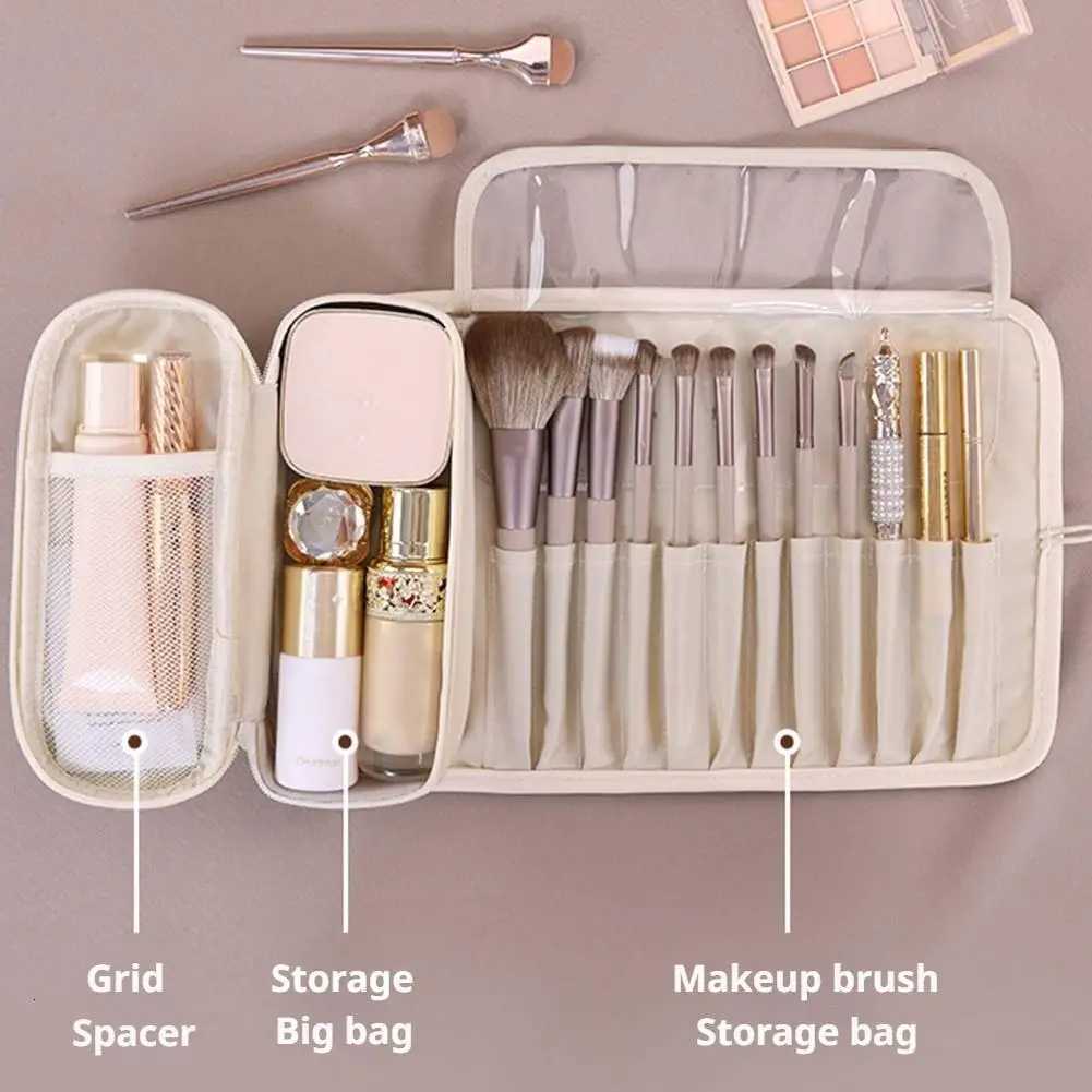 New PU Leather Makeup Bag Outdoor Travel Folding Cosmetic B Organizer Pencil Storage Waterproof Makeup Toiletry Bag D251011