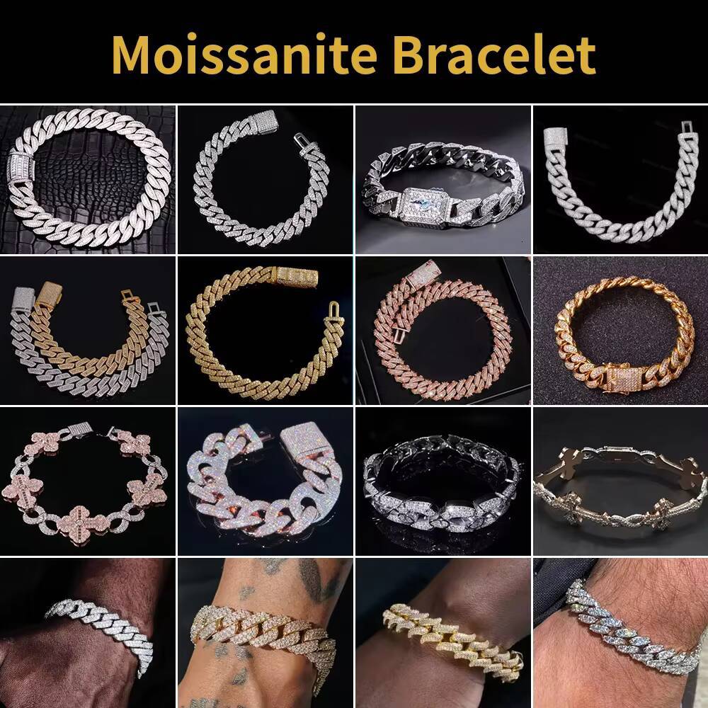 Queensun 14K Solid White Gold 15mm Infinite Cuban Chain Bracelet IGI GRA Lab Grown Diamond Hiphop Party Hiphop Bangles for Gift