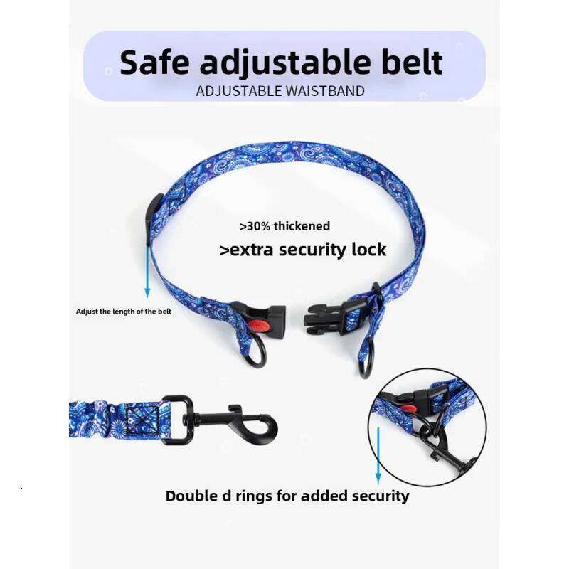 Hands Free Leash with Zipper Pouch, Dual Padded Handles Durable Bungee for Walking, Jogging and Running Your Dog