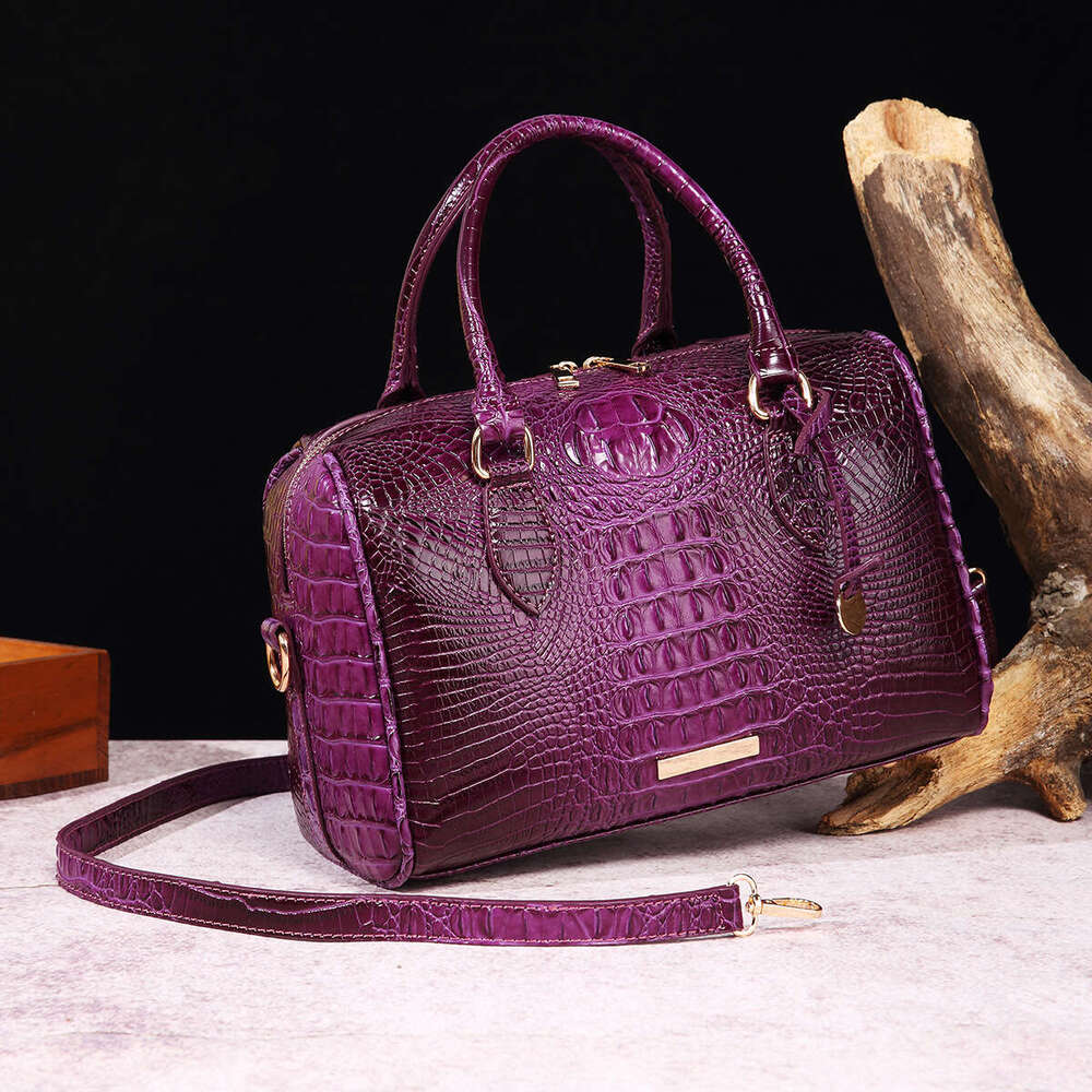 New European and American Cross-Border Handheld Underarm Crossbody Travel Vintage Women's Bag Brahmin Crocodile Pattern