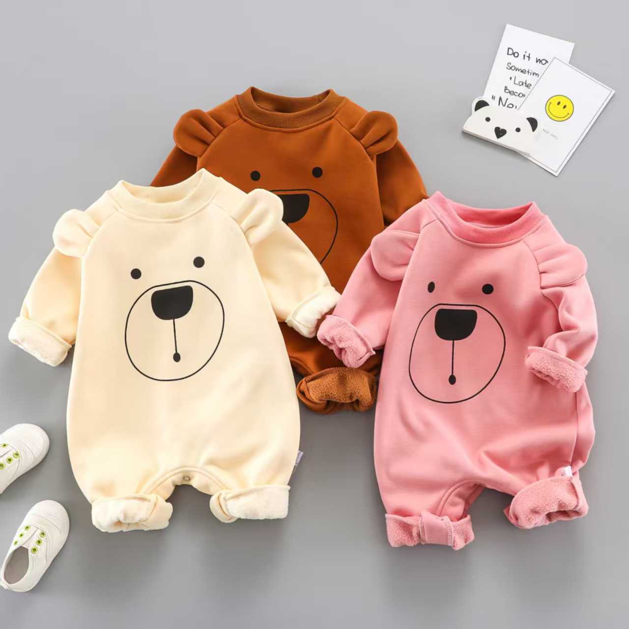Baby jumpsuit with fleece hoodie for outdoor climbing