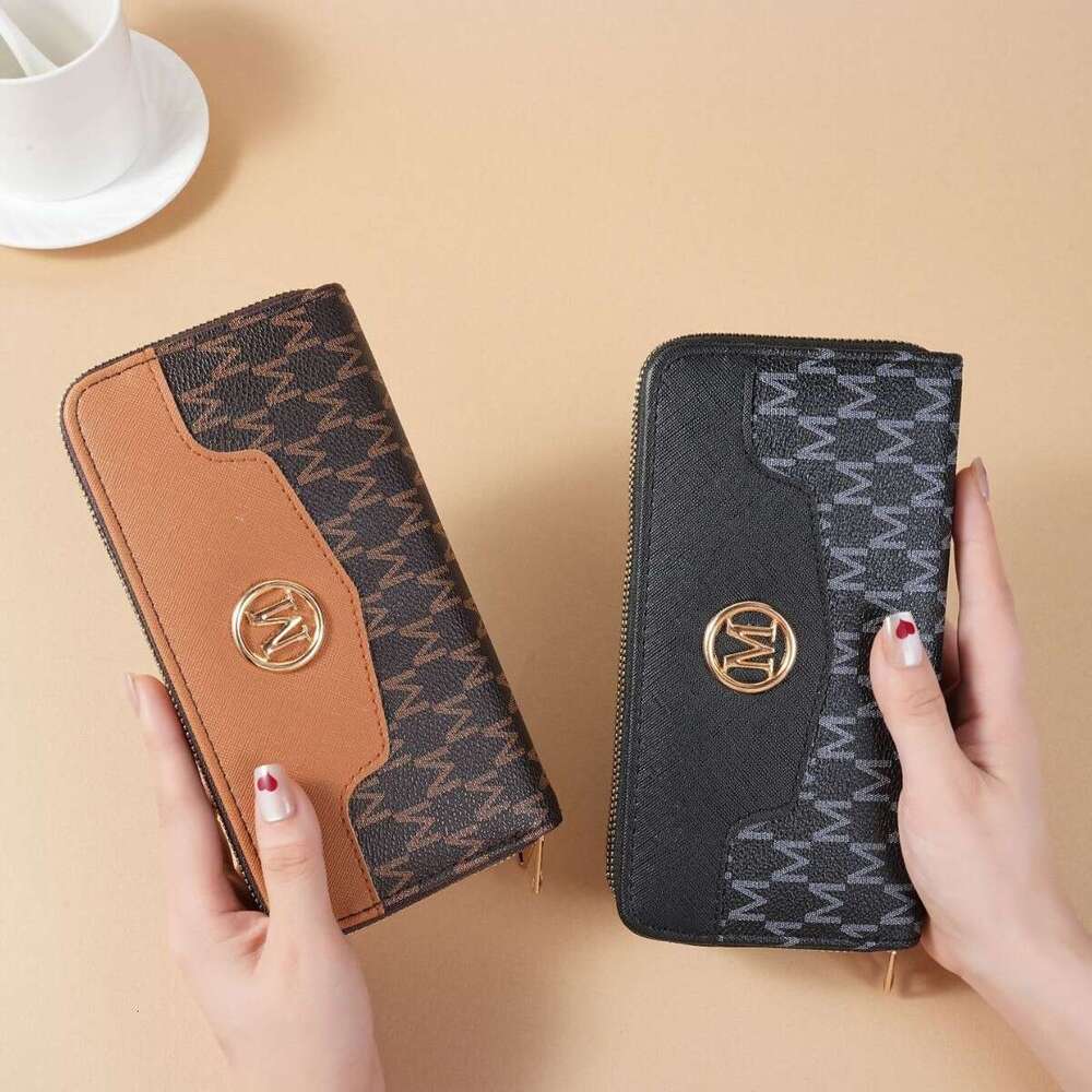 Fanjoo New Women's Wallet Fashion Letter Patchwork Ins Versatile Double Zipper Large Capacity Casual Clutch