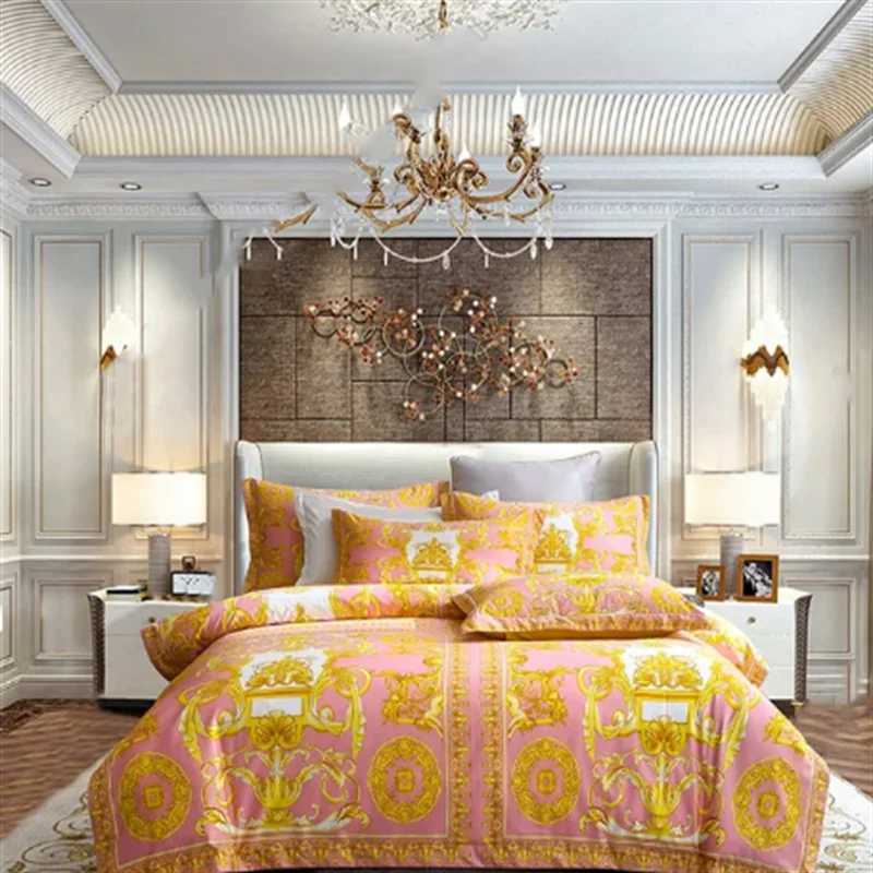Luxury Modern Style Digital Printing Cotton Fabric Bedding Set Duvet Cover Linen Fitted Sheet cases Home Textile H251011