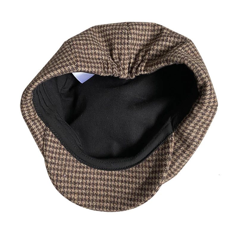 Retro sboy Cap Men Coffee Houndstooth Flat Caps Women Men British Painters Hat Soft Spring Autumn hats Octagonal Cap BLM394 251008