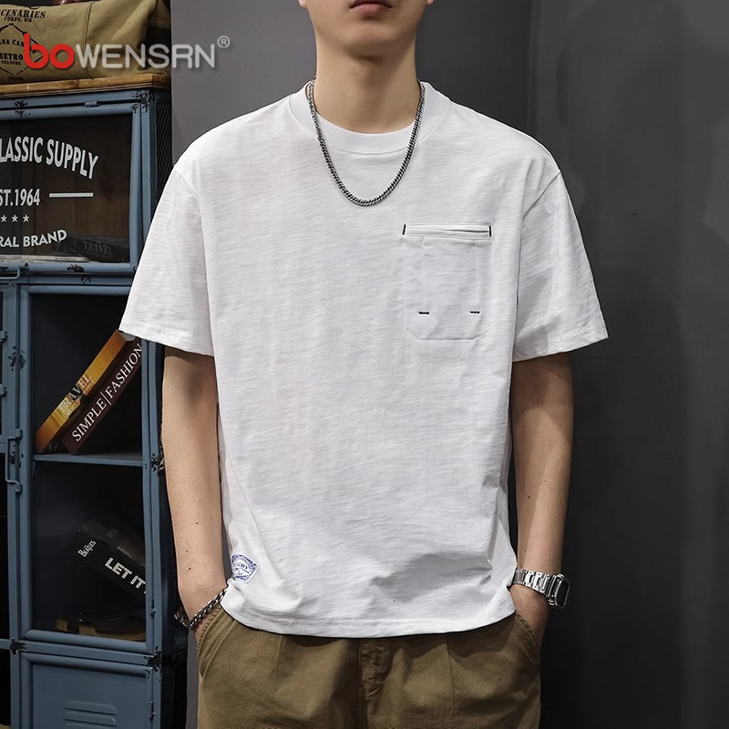 High-end Heavyweight Slub Cotton Men's Designer Hoodie Short-sleeve T-shirt Summer 2025 New Designer Shirt Trendy Brand Loose Cool Feeling Top Men's Fashion