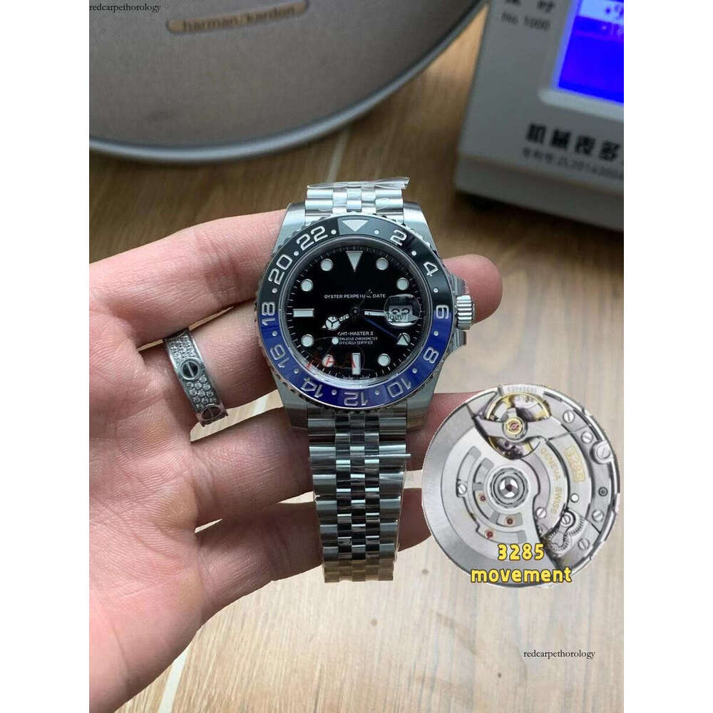TOP Clean Mens 40mm Green Pepsi Bezel Batman Designer Watch Automatic Mechanical Cal.3285 Movement 904l Bracelet Box 904LSteel case Waterproof with box