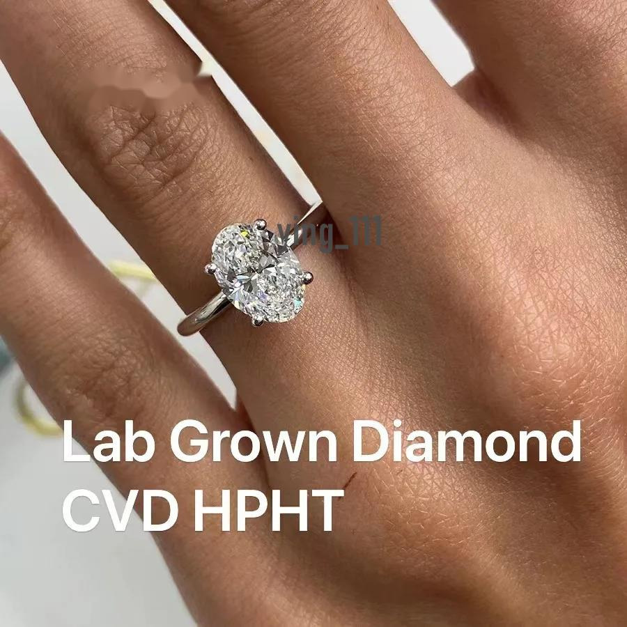 14K White Gold Oval Cut Lab Grown Diamond Engagement Ring 3 Carat EF VS CVD Diamond IGI Engagement Ring Halo Rings