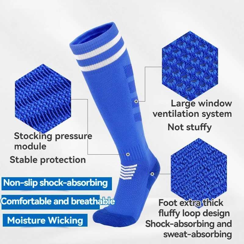 Thickened nonslip towel sole football socks Breathable knee high training stockings Adult youth childrens practical gameW251011