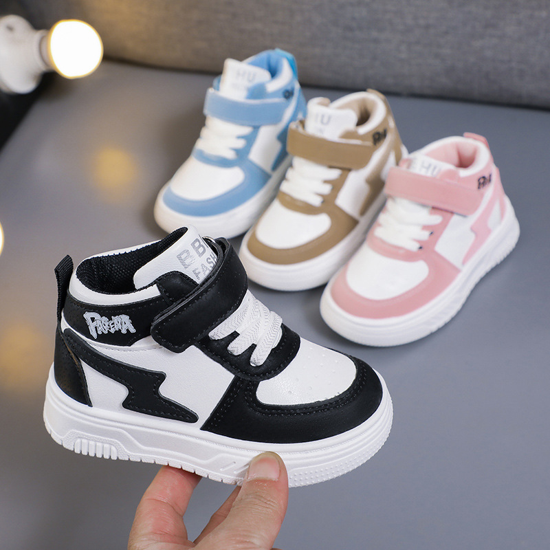 Children's high top board shoes breathable wear-resistant leather surface waterproof girls' casual shoes boys' sports shoes HOT - view 4