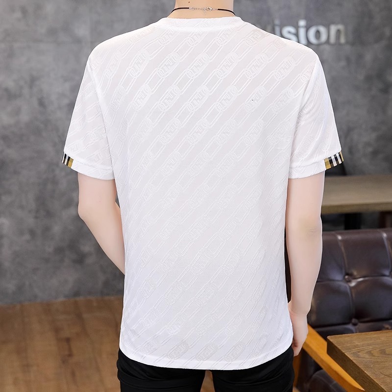Summer Men's Short Sleeve Designer Hoodie T-shirt Ice Silk Thin Trendy Casual Cool Designer Shirt Feel Tee New Fashion Brand Men's Top