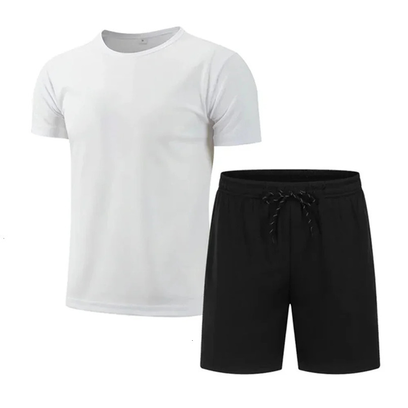 Mens summer quickdrying suit top and womens universal mesh fresh breathable shortsleeved Tshirt shorts 2 sets 240518