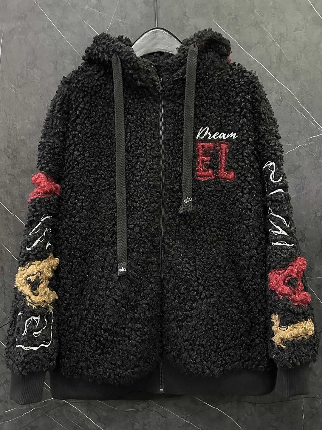 Fashion Autumn Winter Fluffy Overcoat Cute Minnie Loose Hooded Zip Cardigans Coat Midlong Long Slve Swt Lambswool Jacket L251010GQ0Z