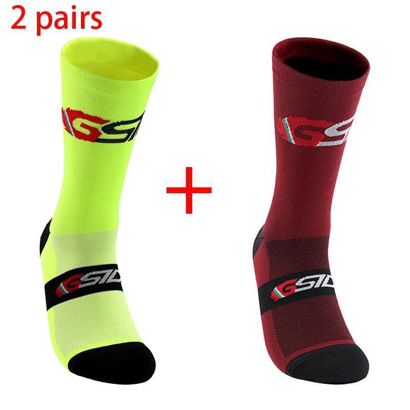 GSIDI2pairs 2023 New Cycling Socks Bike Nurse Compression Road Bike Running Mtb Kneehigh White Sports Funny Brand BlackW251011
