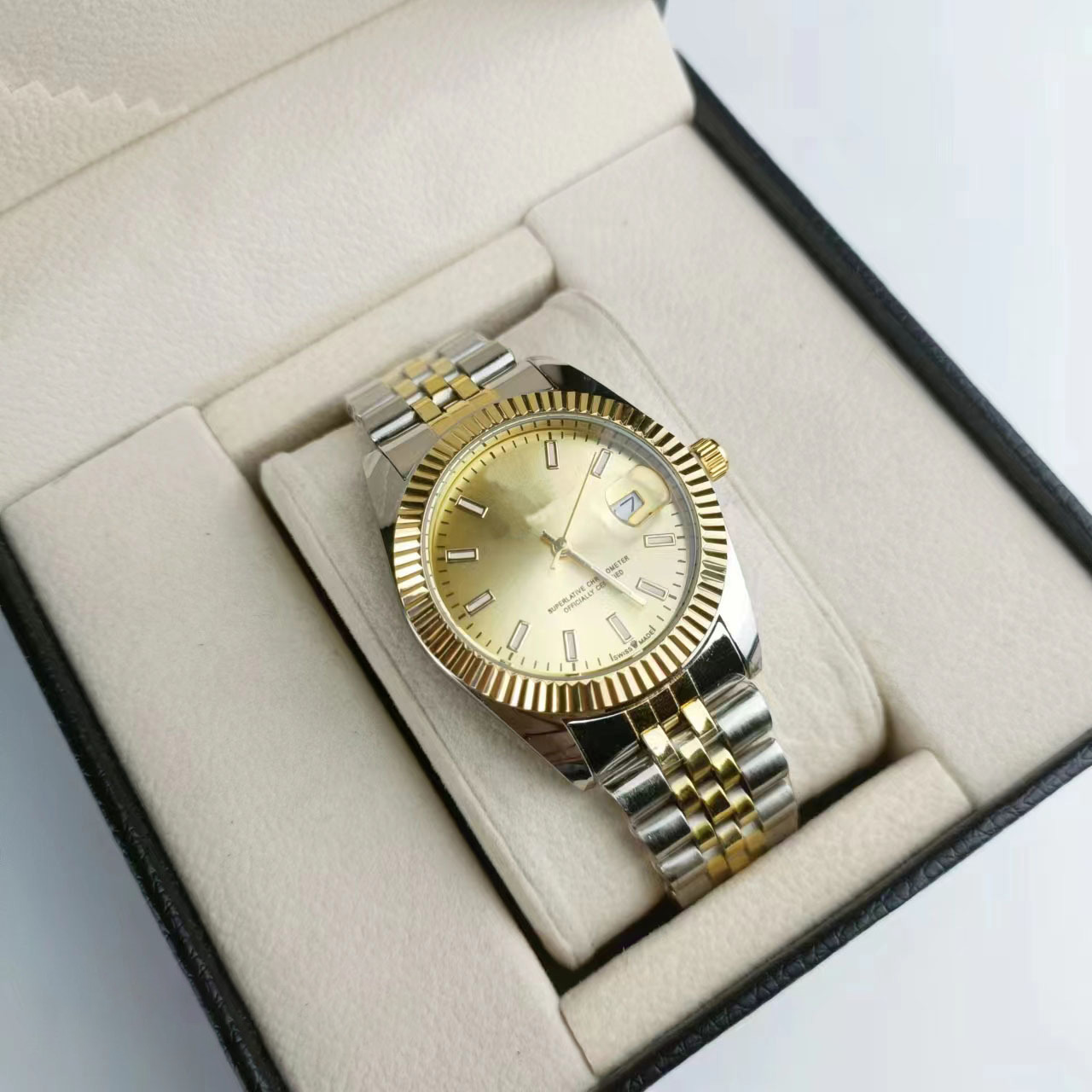 High end Designer Watch Roma Stainless Steel Wristwatches Waterproof Quartz watch round face Business fashion elegant Single folding buckle crown watches