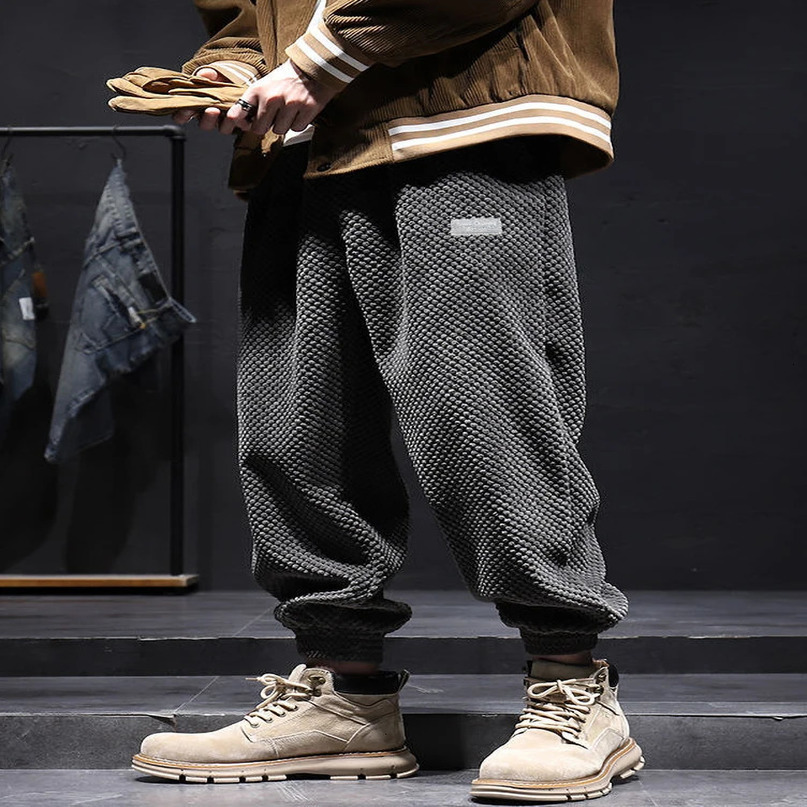 Autumn winter warm casual bag denim shorts mens streetwear Y2K loose jogging pants ankle length harem 241115
