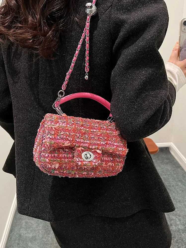 Womens Woolen Tweed Chain Crossbody Bags Autumn Winter New Sequin Small Square Handbags for Party Fashion Single Shoulder Bag L251010