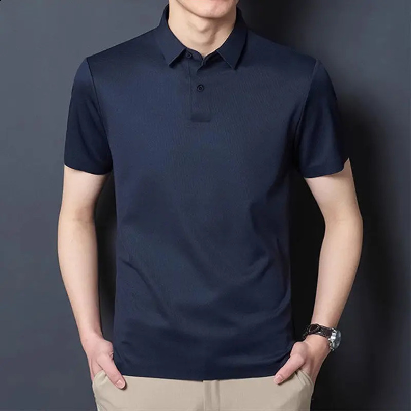 Smart Casual Simplicity Summer Polo Shirts Mens Turndown Collar Solid Button Comfortable Breathable Loose Short Sleeve Tops 250113