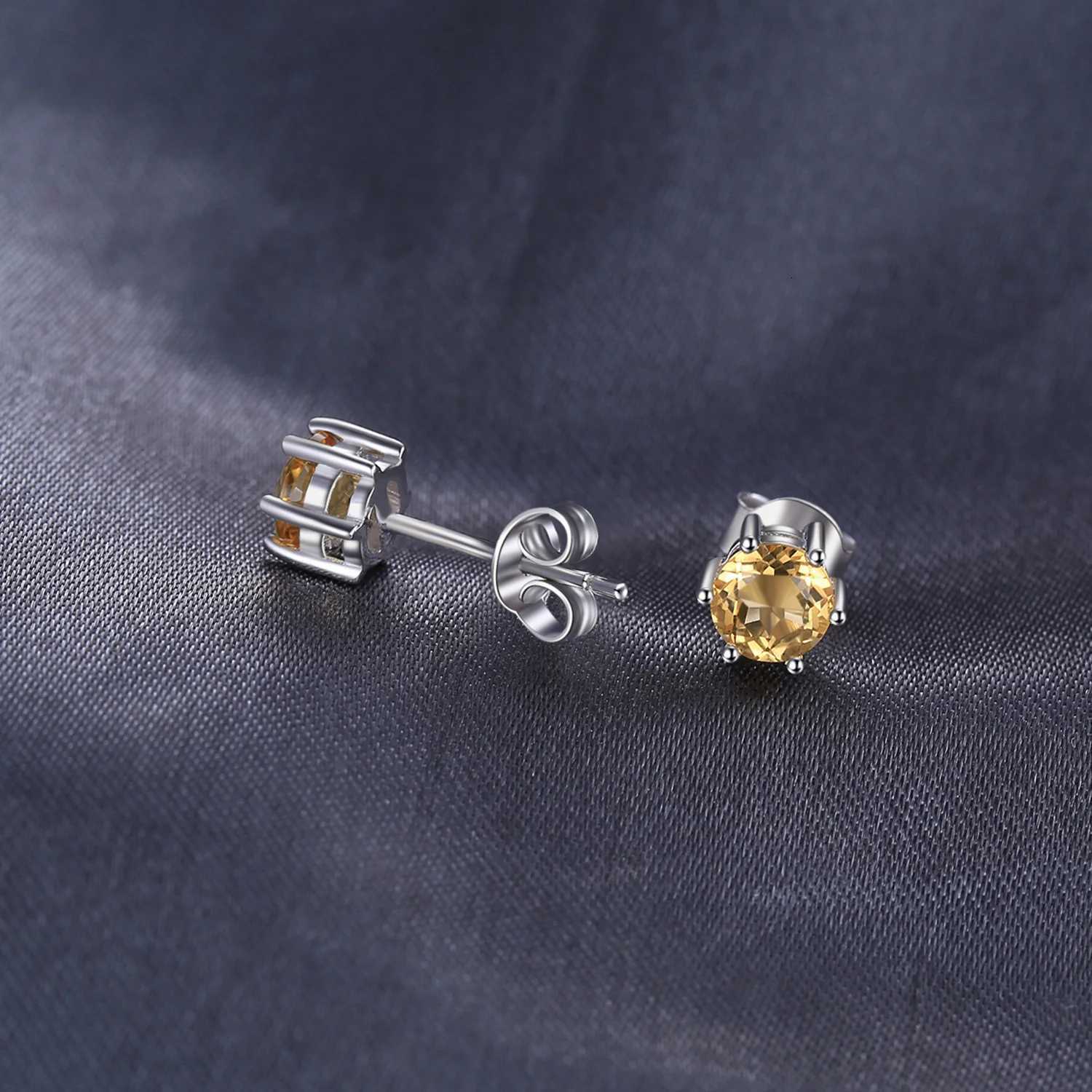 JewelryPalace Round Natural w Citrine 925 Sterling Silver Stud Earrings for Wen Statement Fashion Gemstone Jewelry Gift X251011