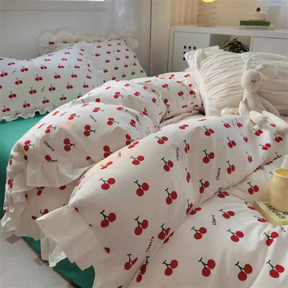 French Girl 2025 New Pure Cotton Bed Set Fourpiece Set Allcotton Fourseason Universal Quilt Cover Threepiece Bedding Set H251011