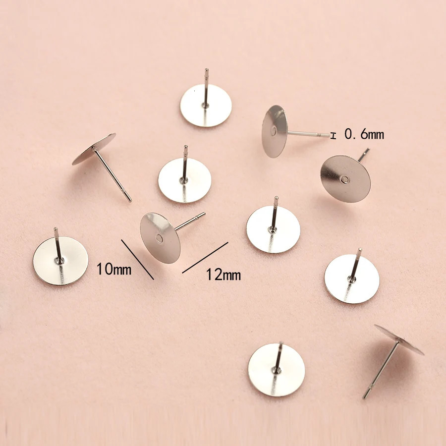 200pcslot Hypoallergenic Stainless Steel Earrings Studs Blank Base Post Ear Pins Findings Back For Diy Jewelry Making Parts 251008