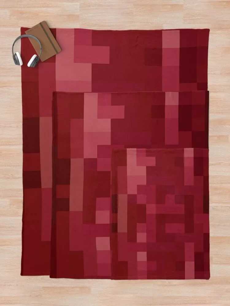 Red and White PixelDesign Throw Blanket Polar Decorative Sofa For Decorative Sofa Luxury Thicken Blankets C251011