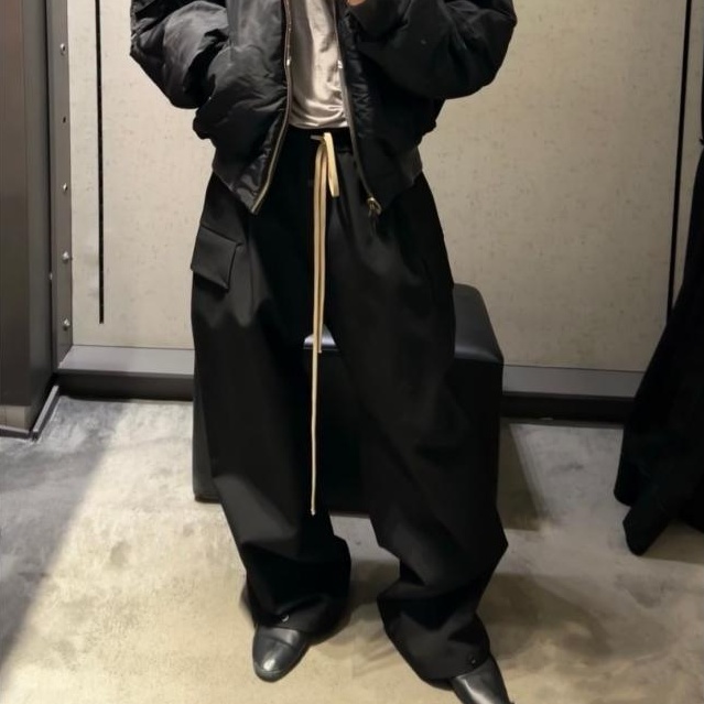 Men's Pants Black Cotton Fashion Clothing 2026ss