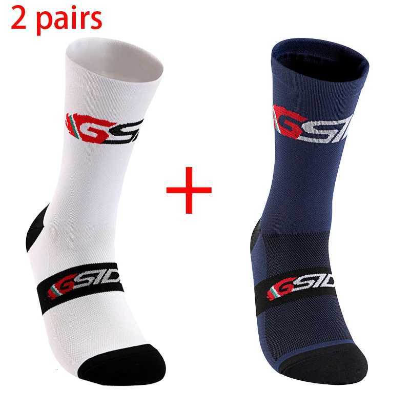 GSIDI2pairs 2023 New Cycling Socks Bike Nurse Compression Road Bike Running Mtb Kneehigh White Sports Funny Brand BlackW251011