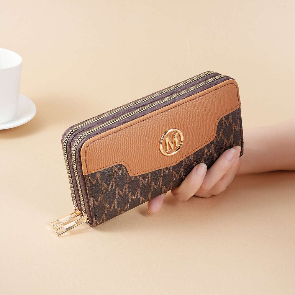 Fanjoo New Women's Wallet Fashion Letter Patchwork Ins Versatile Double Zipper Large Capacity Casual Clutch