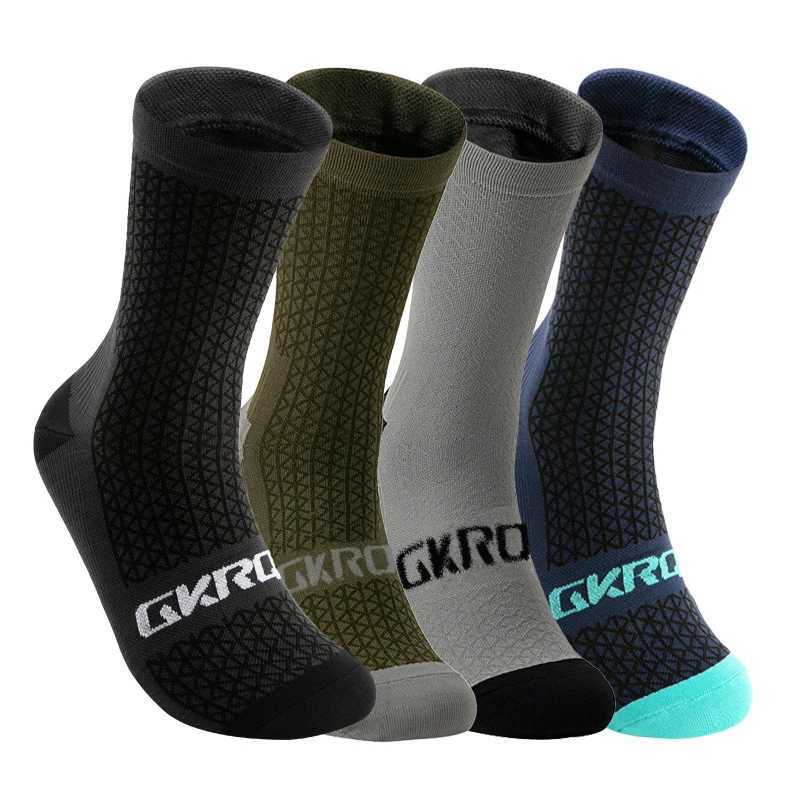 GKRQ 4pairs 2023 New Cycling Socks Bike Nurse Compression Road Bike Running Mtb Kneehigh White Sports Funny Brand BlackW251011