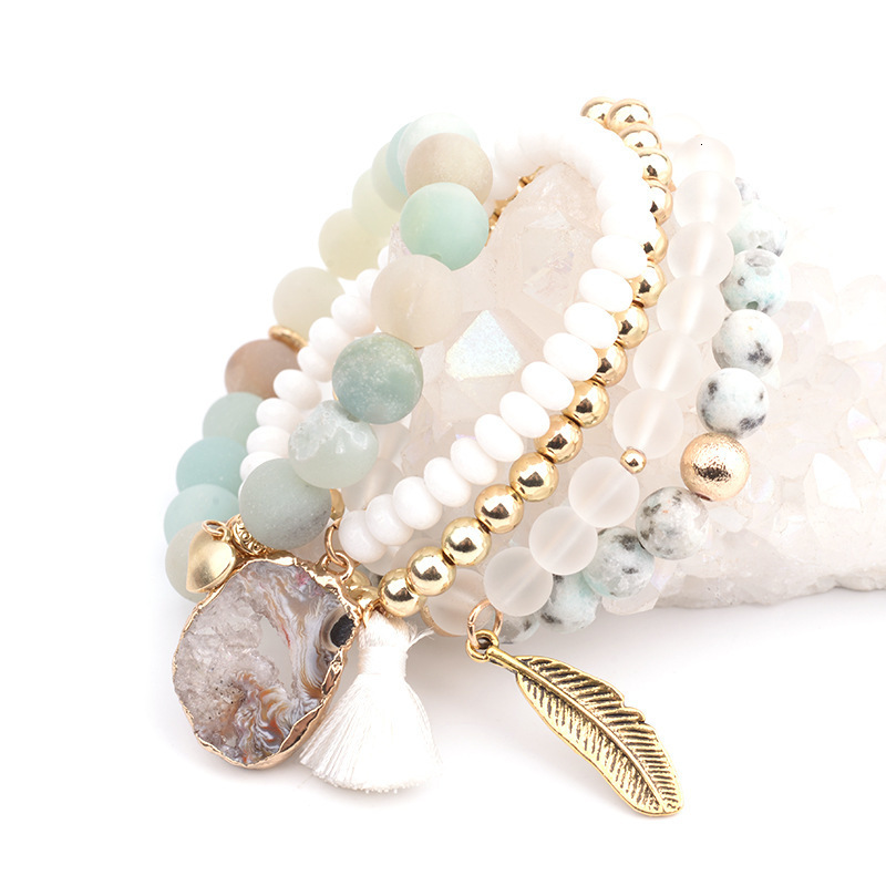 Fashion Boho Natural Stone Beaded Bracelet Jewelry Multi 6pc Stack Bracelet Bangle Sets For Women Gift 240528