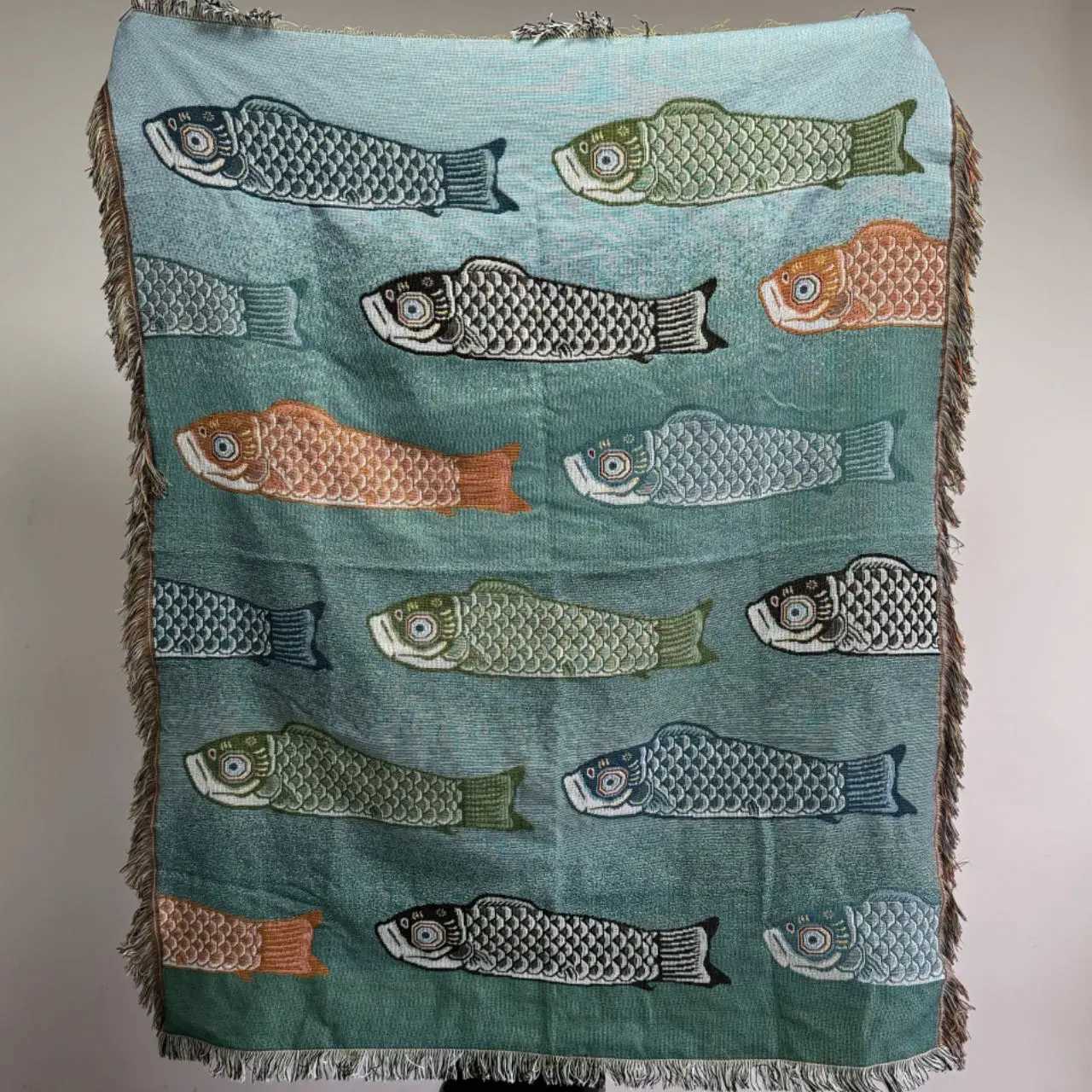 Textile City Ins Modern Simple Koi Fish Pattern Sofa Towel Home Decor Throw Blanket Comfy Soft Carpet Dustproof Blanket C251011