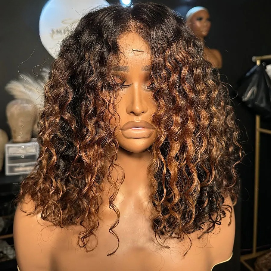 Brazilian Hair Highlight Blonde Curly Human Hair Wigs Short Bob Glueless Ready To Wear and Go 13x4 13x6 HD Lace Frontal Wig Preplucked Natural Hairline for Wemon