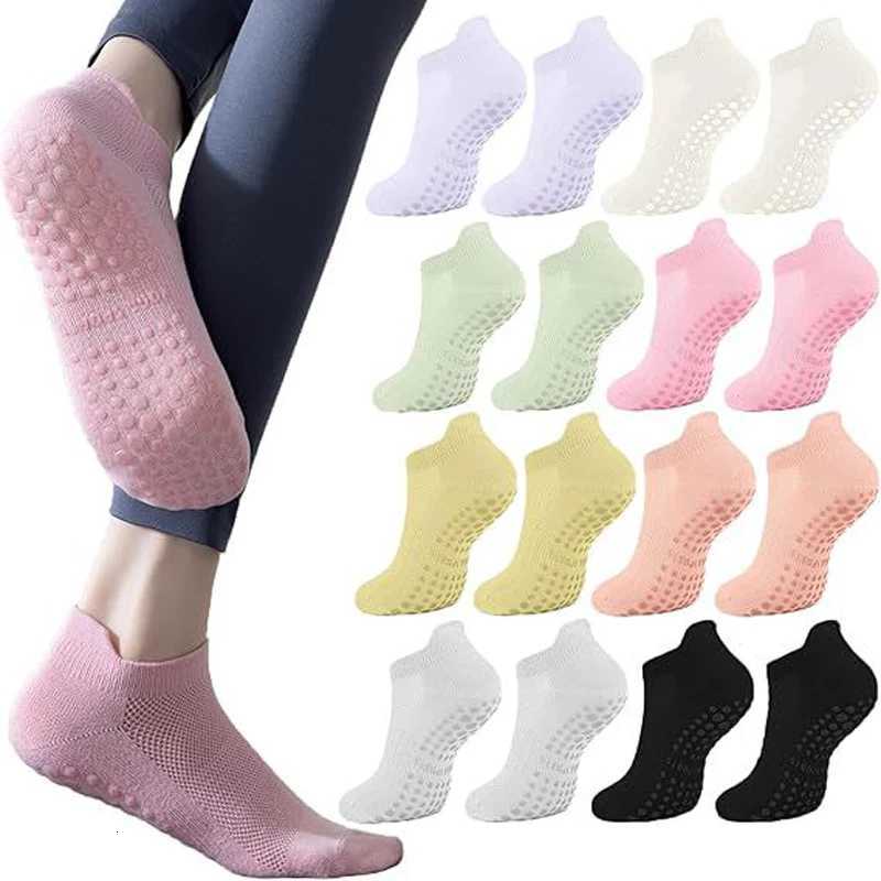 3 Pairs Yoga Socks for Women Breathable Mesh Socks Non Slip Pilates Socks Grip Cotton Low Cut Gym Fitness Sport Short Yoga SocksW251011