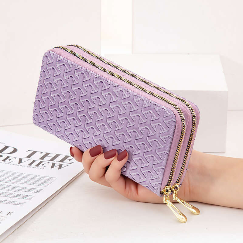 Long Wallet for Women 2025 New Double Zipper Clutch Wrist Strap Large Capacity Patent Leather Phone Bag