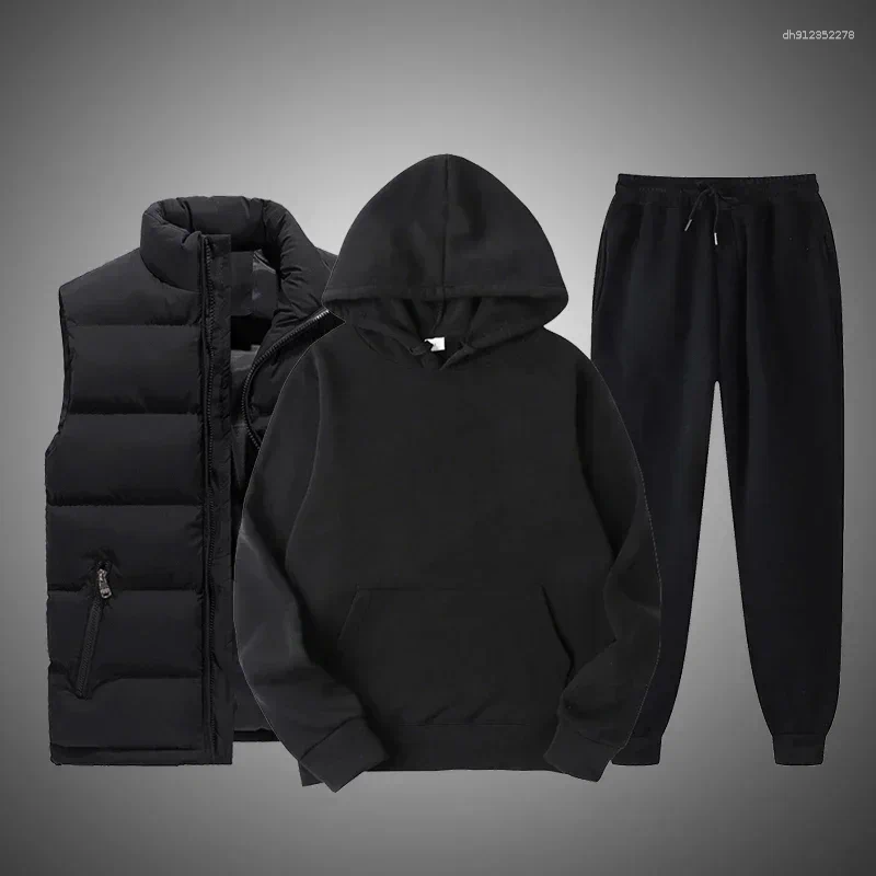 Men's Tracksuits Winter Hoodie Sets Men Fashion Fleece Hoodies Black Brand Sweatpants Casual Jogger Suit Tracksuit Sweatshirt Woman Pullover