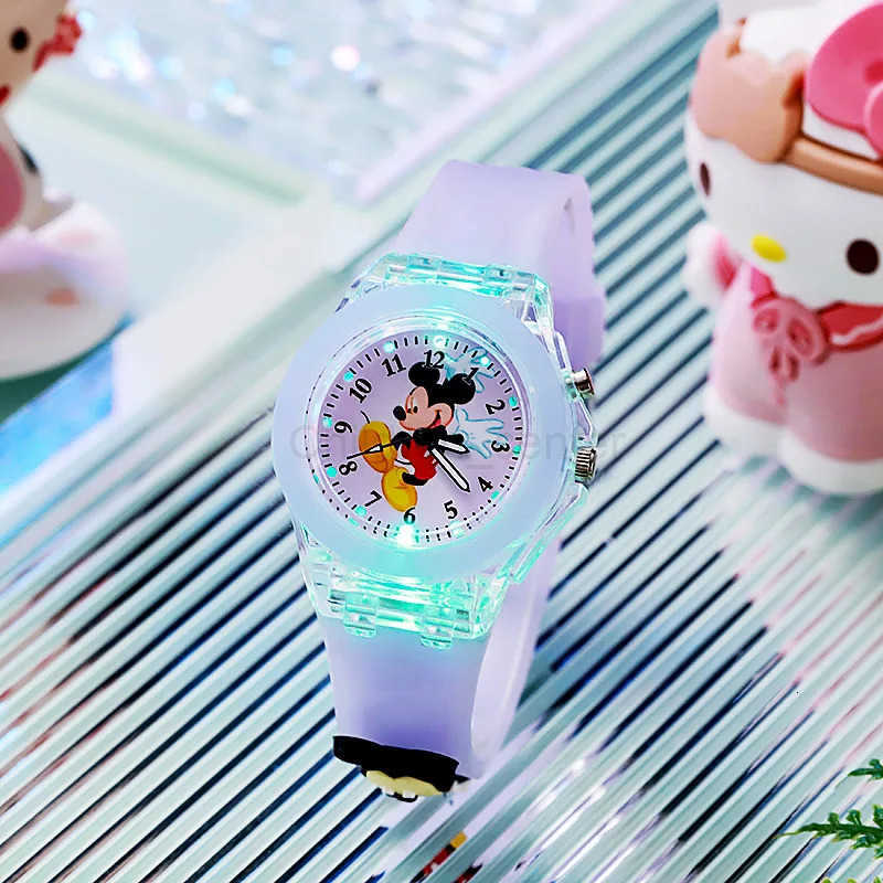 Disney Minnie Watch Mickey Mouse Childrens Flash Light Cartoon Figure Doll Electronic Watch Boys Girls Birthday Gift H251011