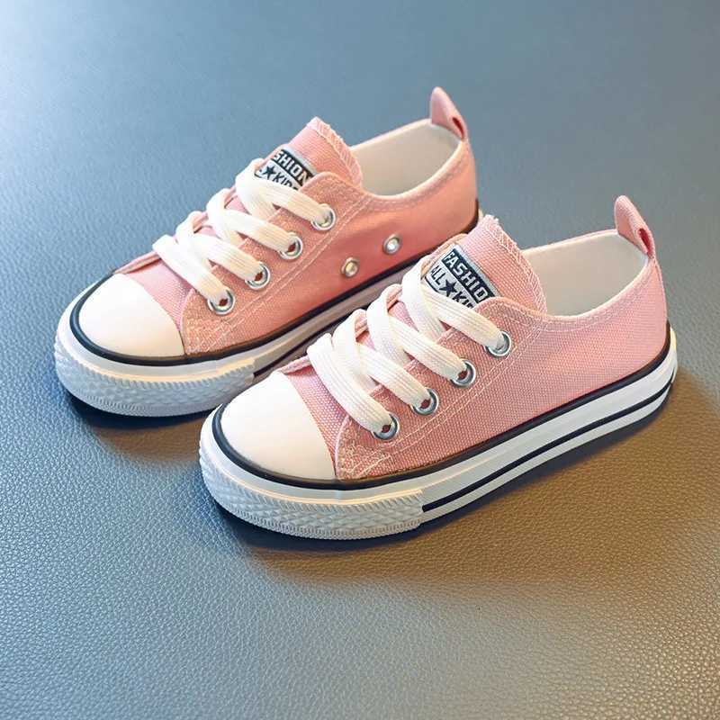 Spring Autumn Children Canvas Soft Sole Girl Little White Korean Version Low Top Front Lacing Board Shoes Casual Boy Y251011 XJ260303