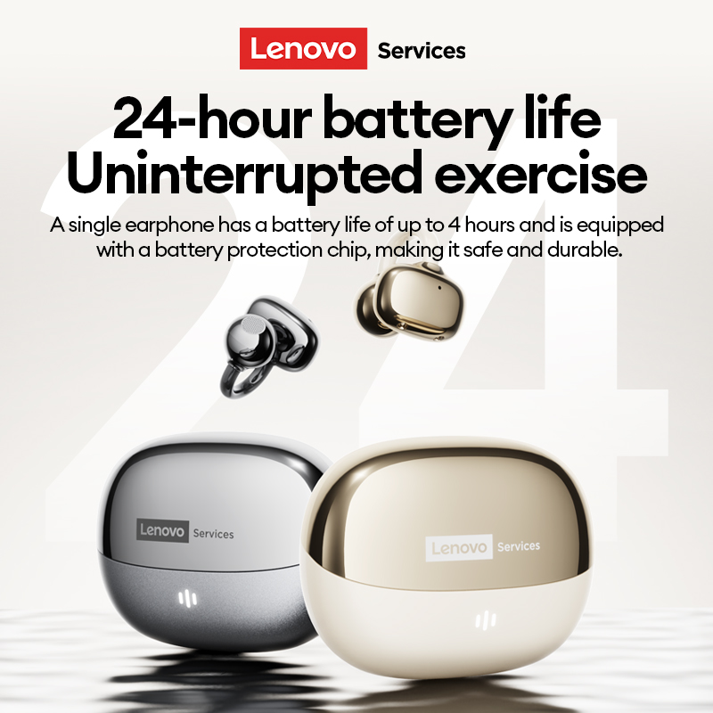 LenovoServices Butterfly Earring Bluetooth 6.0 Clip-On Earphones High-Fidelity Low-Latency RS103 Open Wireless Gaming Headset Ergonomic Design Ear hoo