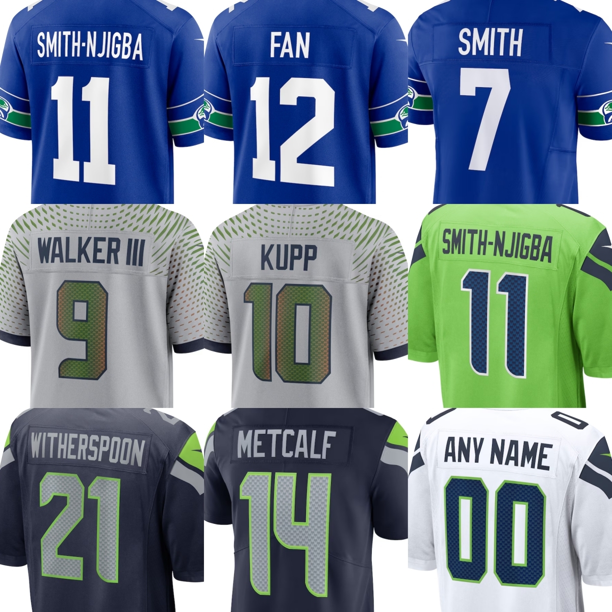 Kenneth Walker Jersey Football Sam Darnold Elijah Arroyo Jason Myers Tyrice Knight Josh Jobe Coby Bryant Leonard William Devon Witherspoon Dareke Young Youth Men