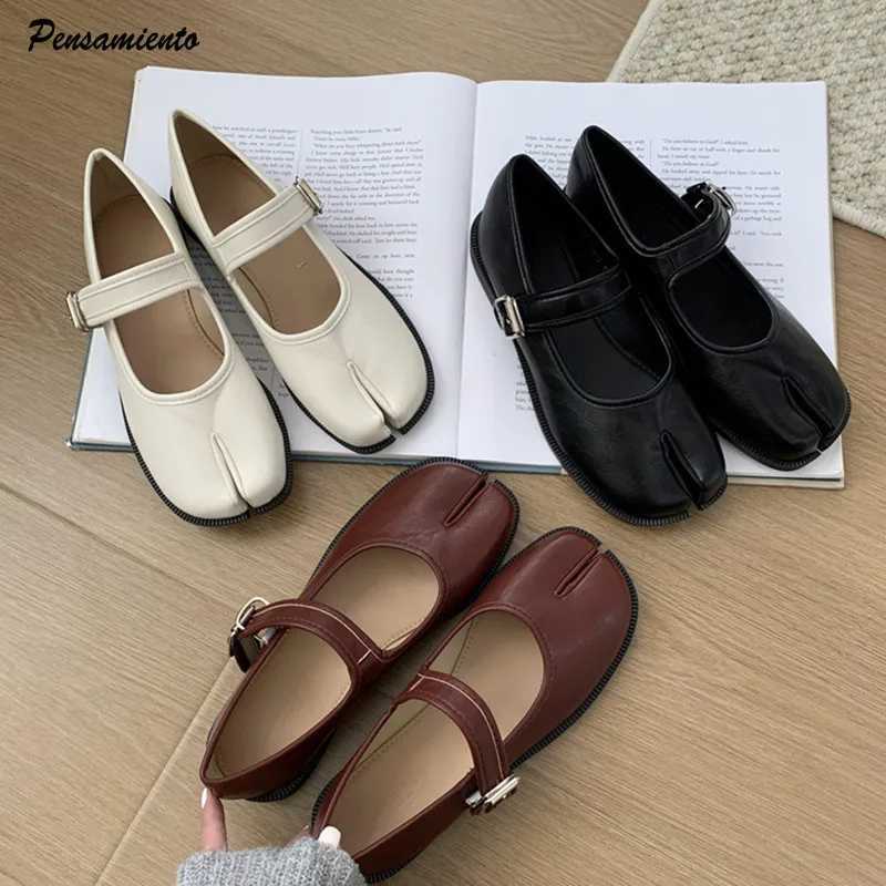 2025 Spring Autumn Vintage Split toe Tabi Women Ballet Flats Fashion Mary Janes Soft Walking Loafers Casual Lazy Chic ShoesXJ251011