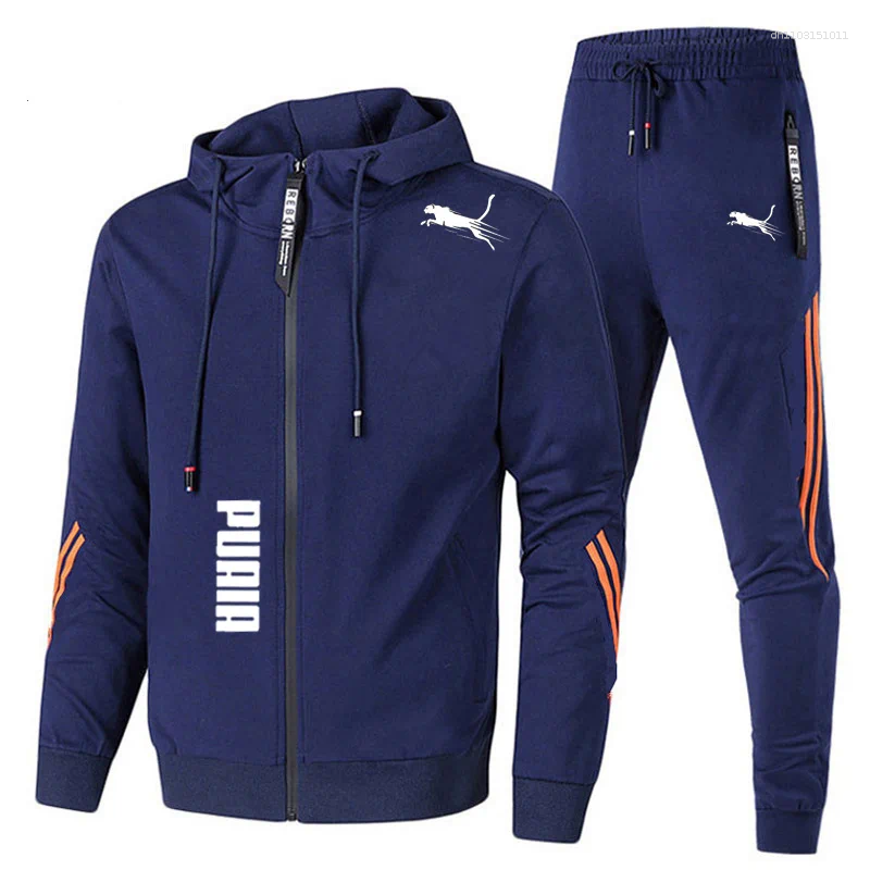 Men's Tracksuits Spring Autumn Tracksuit Set Long Sleeve Hoodie And Joggers 2-Piece Fitness Running Sportswear Casual Clothing