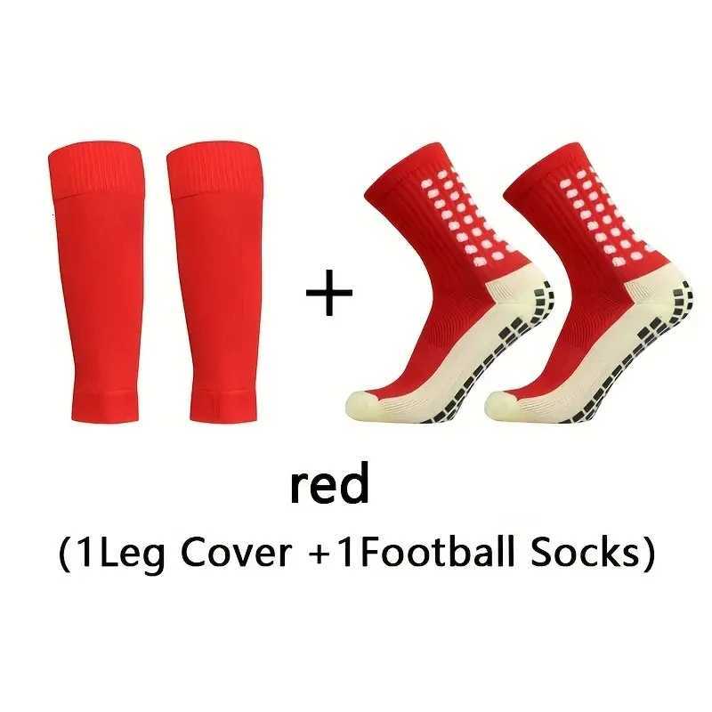 2 Pairs Set Professional Training Breathable Football Socks Men Women Nonslip Silicone Soccer Socks With Leg Cover Sports SetW251011