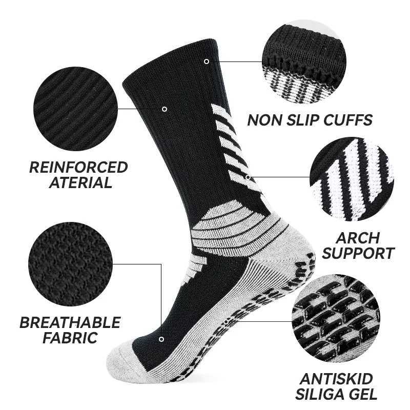 Professional Football Men Medium Tube Adult Thickened Towel Bottom Anti Slip Soccer For Socks Sports Glue Resistant WholesaleW251011
